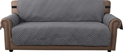 Produktbild von (3 Sitzer, Grau) wasserabweisend Sofabezug, rutschfester Couchbezug mit elastischem Riemen, Sesselbezug, weicher, gesteppter Sitz für Hunde und Haustiere