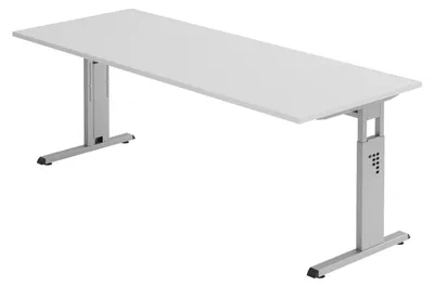 Produktbild von bümö Schreibtisch Serie-O - Gestell: Silber, Nachbildung: Grau, Größe:  200 x 80 cm