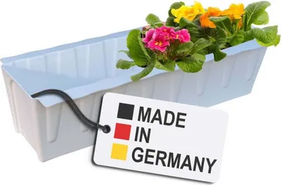 Produktbild von BURI Euro-Paletten Blumenkasten | 37,3cm Weiß | Pflanzkasten für Europalette Palette | Balkonkasten | Blumentopf | aus stabilen Kunststoff | Germany