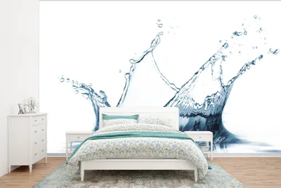 Produktbild von MuchoWow® Fototapete für Wohnzimmer oder Schlafzimmer Wandtapete Vinyl Motivtapete Wassertropfen bei einem Spritzer - 375x280 cm - Schlafzimmer tapete