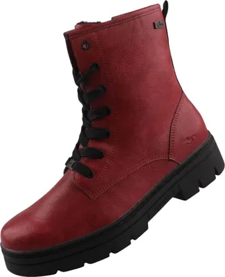 A single red boot on a white background.