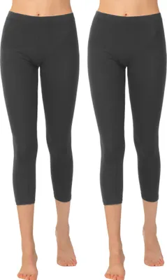 Produktbild von OCERA Basic Damen Leggings 3/4 Lang (Capri) aus atmungsaktiver Viskose Größen S - 2XL (36-54) - 2x Grau, 44-46