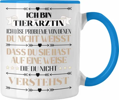 Produktbild von Trendation - Tierärztin Geschenk Lustiger Spruch Geschenkidee Kaffeebecher (Blau)