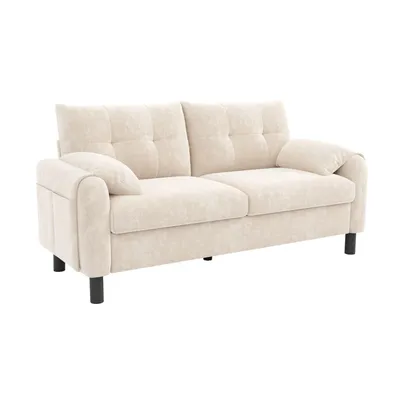 Produktbild von Modernes 2-Sitzer Sofa,bequemes Polstersofa aus Chenille Stoff mit dicken Kissen,gemütliche Couch,Polstermöbel im skandinavischen Design