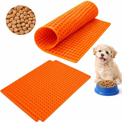 Produktbild von BURI 3x Backmatte 39,5 x 27,7 cm Hundekekse für Mini Halbkugel (1cm Ø) Leckerlis, Silikon Backform, Backunterlage für Backblech, Diätmatte, Hitzebeständig, Lebensmittelecht
