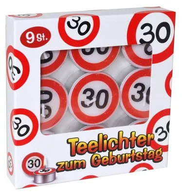 Teelichter mit Verkehrsschild-Design, 9 Stück, Weiß, unparfümiert