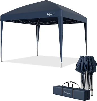 Image de Zelsius Pavillon pliable 3 x 3 m, bleu, pavillon pliable pop-up, tente de jardin, tente de réception avec sac
