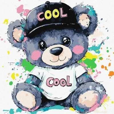 Obrázek produktu pro Malování podle čísel – Roztomilý medvídek Kids 40 x 40 cm – Ideyka
