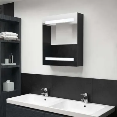 Immagine prodotto di The Living Store Mobile specchio bagno a LED nero 50x14x60 cm