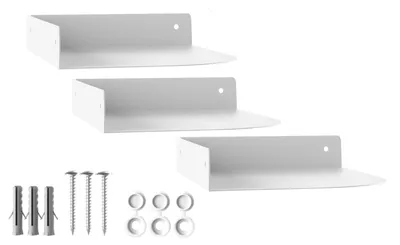 Productafbeelding van Omgoods - Set van 3 Hoekplanken voor Wandmontage, Wit
