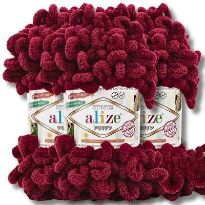 Obrázok produktu pre Alize 3x 100g, nadýchaná priadza, jednotná farba, vhodná na háčkovanie a pletenie (burgundská – 987)