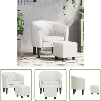 Produktbild von The Living Store Clubsessel mit Fußhocker Weiß Kunstleder