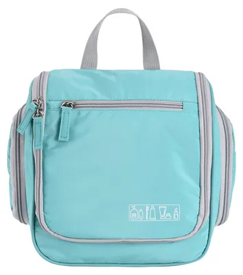 Produktbild von Reise-Kulturbeutel, Kosmetikorganizer mit Aufhängehaken, 2 Seitentaschen, wasserdichte, tragbare Make-up-Tasche für Geschäftsreisen und Übernachtungen