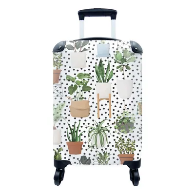 Produktbild von MuchoWow® Koffer Handgepäck Trolley Rollkoffer Kleine Reisekoffer mit 4 Rollen - Pflanzen - Zimmerpflanzen - Schwarz - Weiß - Cabin Size < 55x40x23 cm & 55x40x20 cm - Fotokoffer - Kabinenkoffer - Boardgepäck - Reise-Box - Reisekoffer - Reisegepäck - Koffer mit Bild - Trolley für Kinder