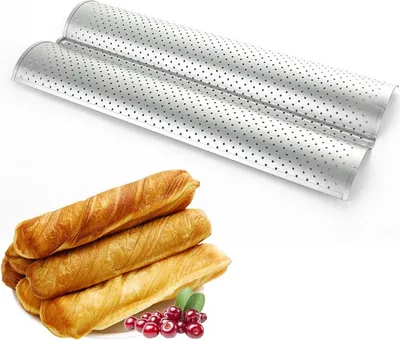 Obrázek produktu pro Francouzská forma na pečení chleba, s nepřilnavým povrchem, 2 otvory, perforovaná, podlouhlá italská forma na pečení chleba