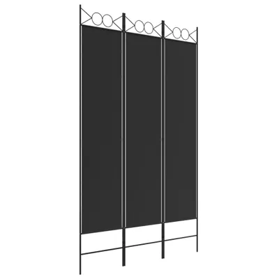 Image de Cloison de séparation 3 panneaux Noir 120x200 cm Tissu