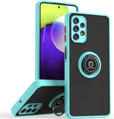 Image de Étui pour Samsung Galaxy A32 5G étui en TPU translucide mat avec porte-anneau et support Bleu