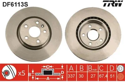 Produktbild von TRW Bremsscheiben (2 Stück) Vorderachse DF6113S