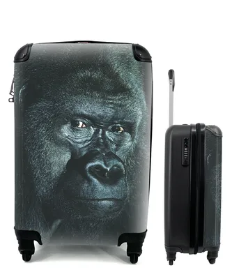 Produktbild von MuchoWow® Koffer Handgepäck Trolley Rollkoffer Kleine Reisekoffer mit 4 Rollen - Nahaufnahme eines großen Gorillas - Cabin Size < 55x40x23 cm & 55x40x20 cm - Fotokoffer - Kabinenkoffer - Boardgepäck - Reise-Box - Reisekoffer - Reisegepäck - Koffer mit Bild - Trolley für Kinder