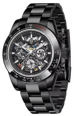 Obrázek produktu pro Pánské hodinky Pagani Design Verger, automatický strojek, nerezová ocel, chronograf, černá barva (pouzdro a řemínek)