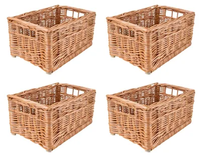 Productafbeelding van Creative Home 4 x Rieten Mand, 30 x 20 x 16 cm, Natuurlijk met Handvatten