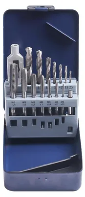 Obrázek produktu pro Sada 15 metrických závitníků M3 - M12 s vrtáky
