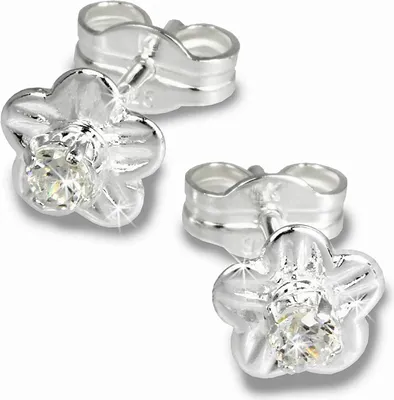 Produktbild von SilberDream Ohrstecker Damen Silber weiß Blume Zirkonia Ohrringe 6mm SDO543W