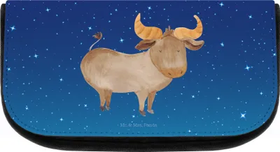 Produktbild von Mr. & Mrs. Panda Schminktasche Sternzeichen Stier - Sternenhimmel Blau - Geschenk, Geburtstag April, Kosmetiktasche, Organizer, Ochse, Kulturbeutel, kosmetiktäschchen