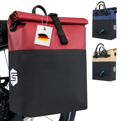 Produktbild von Forrider Basic Explorer Gepäckträgertasche - Fahrradtasche mit neuem Design Wasserdicht für Gepäckträger [22L Volumen] mit Schulterg - rot