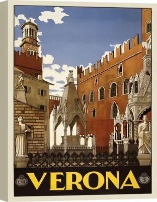 Produktbild von Kunstdruck auf Leinwand, Vintage-Poster - Verona, 1938 - 70x100 cm