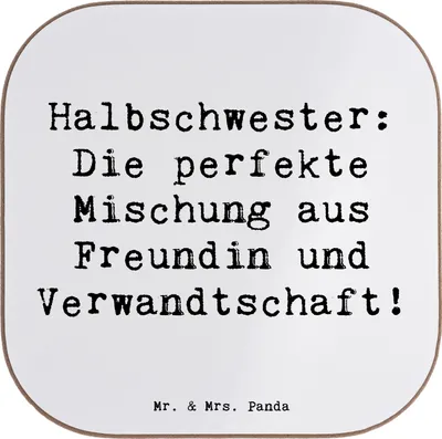 Produktbild von Mr. & Mrs. Panda PErsonalisierte Bierdeckel Halbschwester Glück - Weiß - Geschenk, Personalisierter, Freundin, Untersetzer, Bindung, personalisiert, Geburtstage, Familie