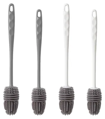 Silikon-Flaschenbürste 4er-Set, 28/32 cm, grau/weiß