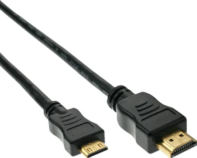 Image de InLine® 17461P Mini câble HDMI, High Speed HDMI® Cable, prise A sur C, contacts dorés, noir, 1m