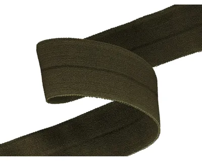 Falzgummi 20mm in Olivgrün hochelastisch – Faltgummi Schrägband Detailansicht.