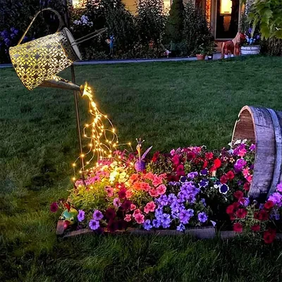 Garten-Sterndusche, Solar-LED-Deko, warmweiß, IP65, Metall