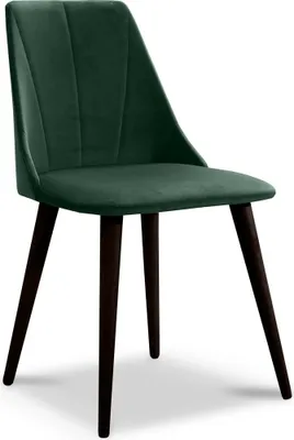 Productafbeelding van Eetkamerstoelen, set van 2, CAROS, massief beuken-wengé hout, groene stof