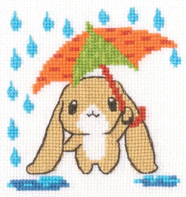 Produktbild von RTO Kreuzstich Stickpackung "Karottenschirm", Zählmuster, 8,5x9cm