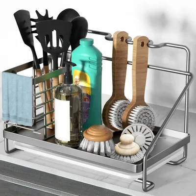 Immagine prodotto di Organizzatore per lavello con tasca laterale – scolapiatti per spugna e sapone