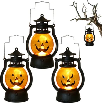 Immagine prodotto di LED lanterna ciondolo decorazione zucca Halloween set di 3