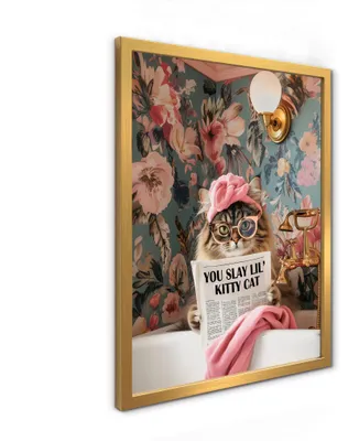 Immagine prodotto di STYLER, quadro decorativo a parete, 30x40 cm, gatto, immagine di un animale, arte moderna, decorazione elegante, ideale per soggiorno o camera da letto, cornice dorata, decorazione da parete