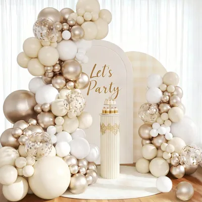 Productafbeelding van Ballonketting, champagnekleurig, beige, 114 stuks, set feestballonnen
