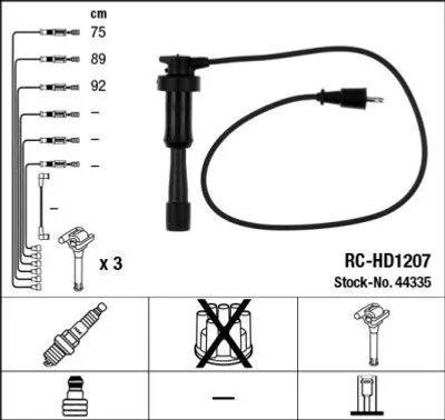 Produktbild von NGK 44335 Zündkabelsatz Zündleitungssatz für KIA CARNIVAL II (GQ) für HYUNDAI XG (XG)