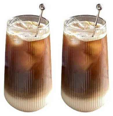 Image de Verres à Latte Macchiato, 400 ml, lot de 2, en verre borosilicaté transparent, résistants à la chaleur