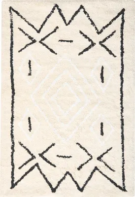 Produktbild von BELIANI Badematte hellbeige Baumwolle 60 x 90 cm rechteckige Form geometrisches Muster flauschiger Badematte Badezimmeraccessoires modernes Design