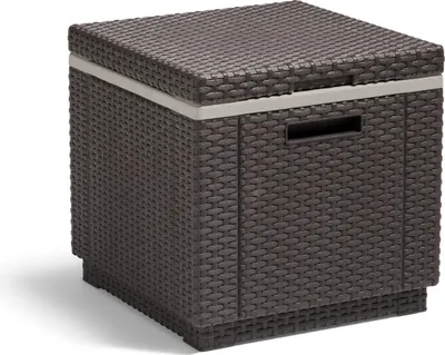 Produktbild von Keter Ice Cube, braun, Kühlbox, Deckel abnehmbar, doppelwandig, Kunststoff, flache Rattanoptik