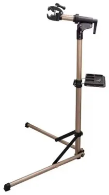 Immagine prodotto di Supporto per la riparazione di biciclette - Cavalletto pieghevole - Altezza regolabile da 98 a 156 cm - Rotazione a 360° - Morsetto in ABS antiscivolo - Porta attrezzi - Alluminio leggero