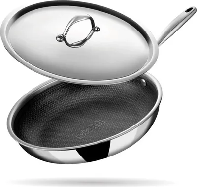 Immagine prodotto di Acciaio - Padella Triply - Rivestimento antiaderente ibrido - Coperchio incluso - 20 cm - Adatta all'induzione - Per 1-2 persone