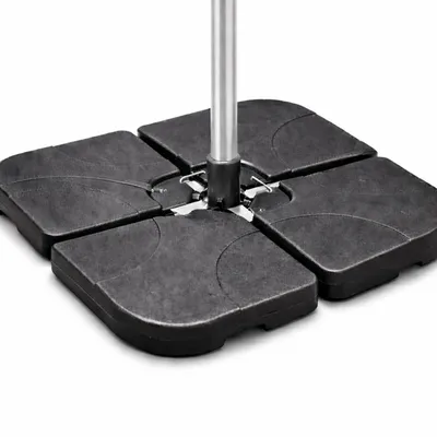 Produktbild von Sonnenschirmständer für Ampelschirme – Schirmgewichte für Bodenkreuz aus Kunststoff, stabiler Schirmständer für Garten & Terrasse (4-teilig bis 80 kg)