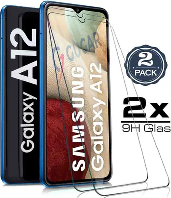 Produktbild von 2X Samsung Galaxy A12 Panzerglas Glasfolie Display Schutz Folie Glas 9H Hart Echt Glas Displayschutzfolie 2 Stück