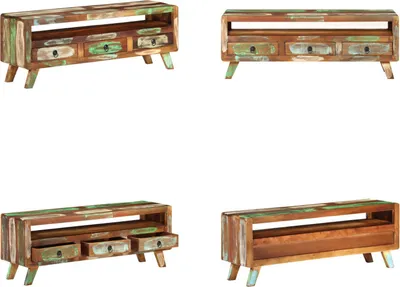 Produktbild von vidaXL TV Schrank Mehrfarbig 110x30x40 cm Altholz Massiv - TV-Schrank - TV-Schränke - TV-Ständer - TV-Tisch